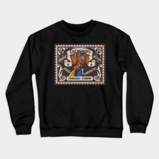 Cute Funny Doxie Dachshund Superhero Dog Stamp Crewneck Sweatshirt